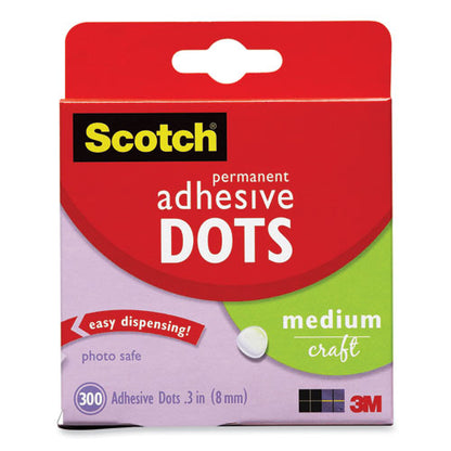 Mounting Adhesive Dots, 0.3" Dia, Transparent, 300/pack