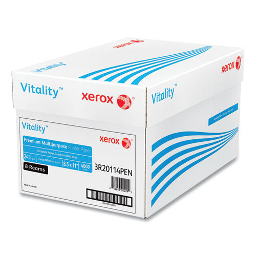 Vitality Premium Multipurpose Print Paper, 97 Bright, 24 Lb Bond Weight, 8.5 X 11, Extra White, 500/ream, 8 Reams/carton