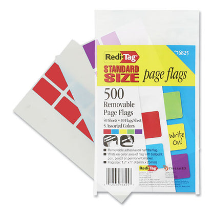 Removable Page Flags, Red/blue/green/yellow/purple, 100/color, 500/pack