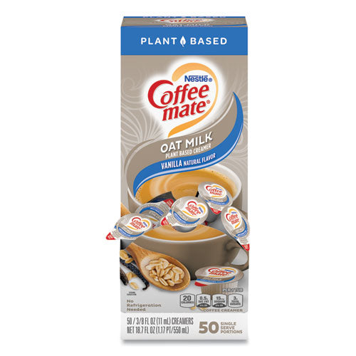 Plant-based Oat Milk Liquid Creamers, Natural Vanilla, 0.38 Oz Mini Cups, 50/box