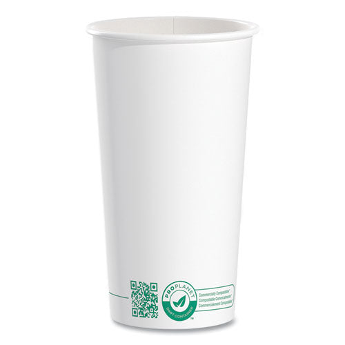 Compostable Paper Hot Cups, Proplanet Seal, 20 Oz, White/green, 600/carton