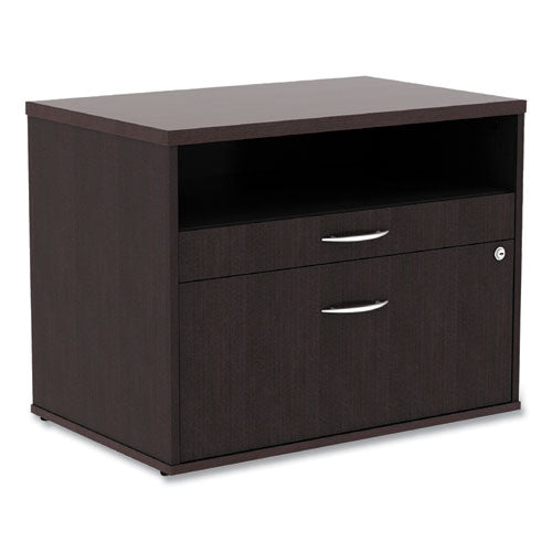 Alera Open Office Desk Series Low File Cabinet Credenza, 2-drawer: Pencil/file,legal/letter,1 Shelf,espresso,29.5x19.13x22.88