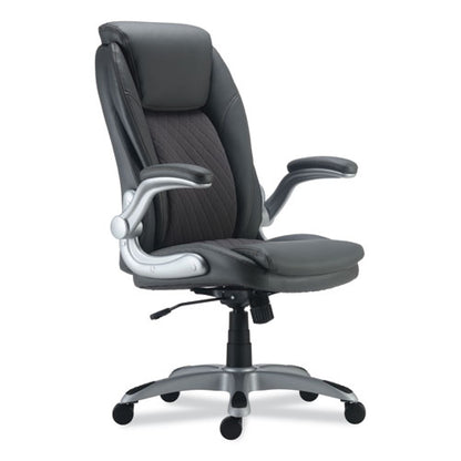 Alera Leithen Bonded Leather Midback Chair, Supports Up To 275 Lb, Gray Seat/back, Silver Base