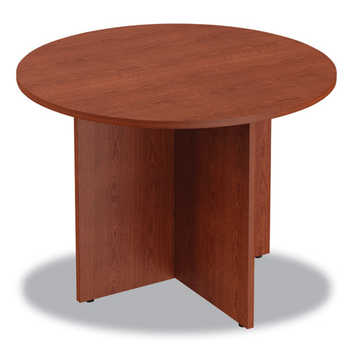 Alera Valencia Round Conference Table With Legs, 42" Diameter X 29.5h, Medium Cherry