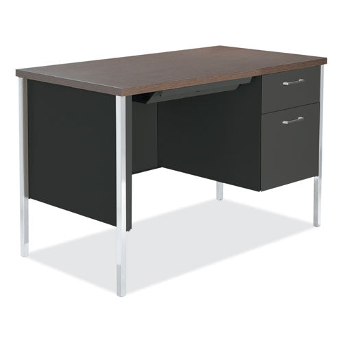 Single Pedestal Steel Desk, 45.25" X 24" X 29.5", Mocha/black