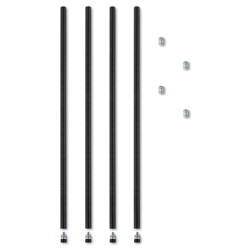 Stackable Posts For Wire Shelving, 36 "high, Black, 4/pack