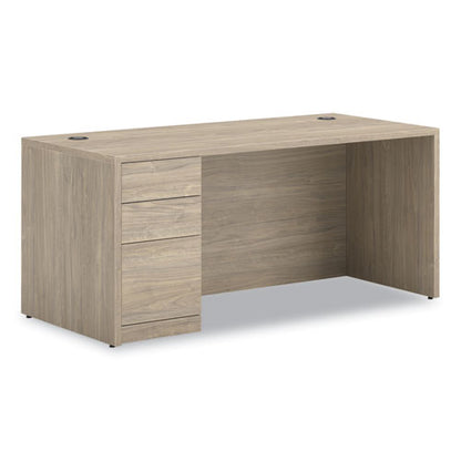 10500 Series Single Pedestal Desk, Left Pedestal: Box/box/file, 66" X 30" X 29.5", Kingswood Walnut