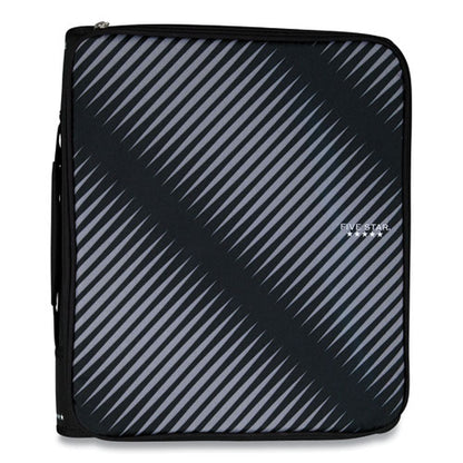 Zipper Binder, 3 Rings, 2" Capacity, 11 X 8.5, Black/gray Zebra Print Design