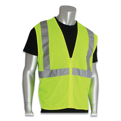 Zipper Safety Vest, Large, Hi-viz Lime Yellow