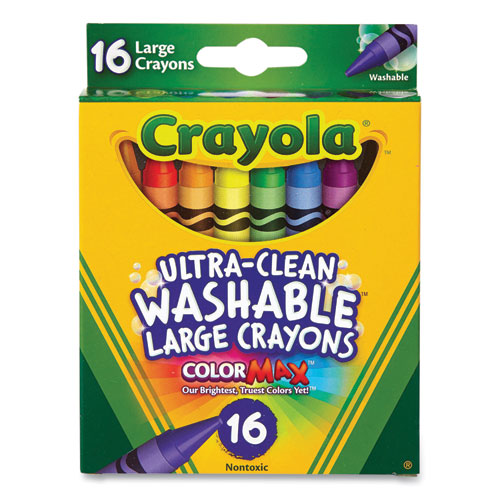 Ultra-clean Washable Crayons, Large, Assorted, 16/box