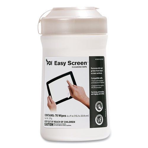 Pdi Easy Screen Cleaning Wipes, 1-ply, 9 X 6, Unscented, White, 70/pack