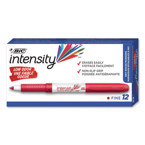 Intensity Low Odor Fine Point Dry Erase Marker, Fine Bullet Tip, Red, Dozen