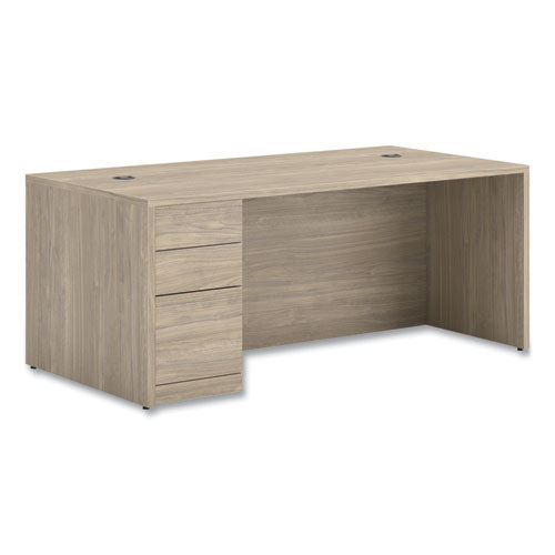 10500 Series Single Full-height Pedestal Desk, Left: Box/box/file, 72" X 36" X 29.5", Kingswood Walnut