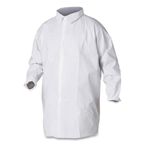 A20 Breathable Particle Protection Lab Coat, Hook And Loop Closure/elastic Wrists/no Pockets, Large, White, 30/carton