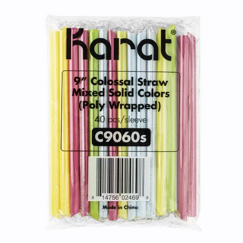 Boba Straws, 9", Assorted, 1,600/carton