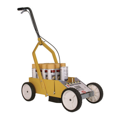 Professional Striping Machine, Accommodates Up To 13 Standard Inverted Striping Paint Spray Cans, Yellow