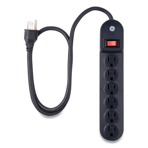 Heavy Duty Power Strip, 6 Outlets, 3 Ft Cord, Black