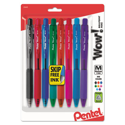 Wow! Ballpoint Pen, Retractable, Medium 1 Mm, Assorted Ink And Barrel Colors, 8/pack