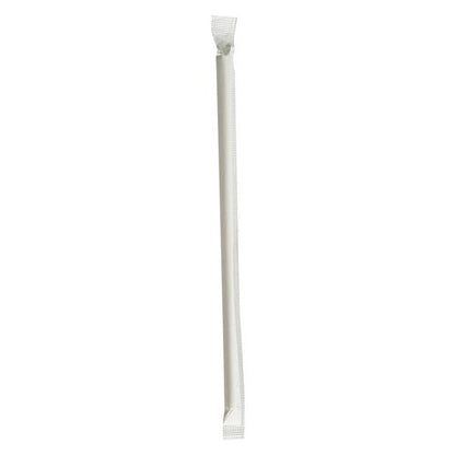 Wrapped Jumbo Paper Straws, 7.75", Paper, White, 1,280/carton