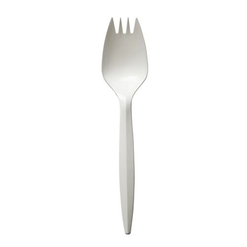 Mediumweight Polypropylene Cutlery, Spork, White, 1,000/carton