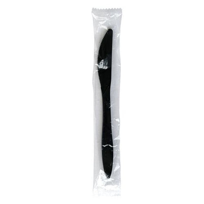 Mediumweight Wrapped Polypropylene Cutlery, Knife, Black, 1,000/carton