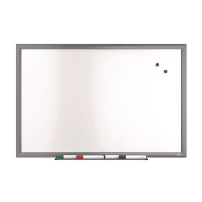 Magnetic Porcelain Dry Erase Board, 36" X 24", White Surface, Gray/natural Aluminum Frame