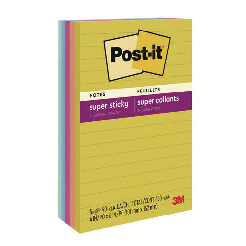 Note Pads In Summer Joy Color Collection Colors, 4" X 6", Note Ruled, 90 Sheets/pad, 5 Pads/pack