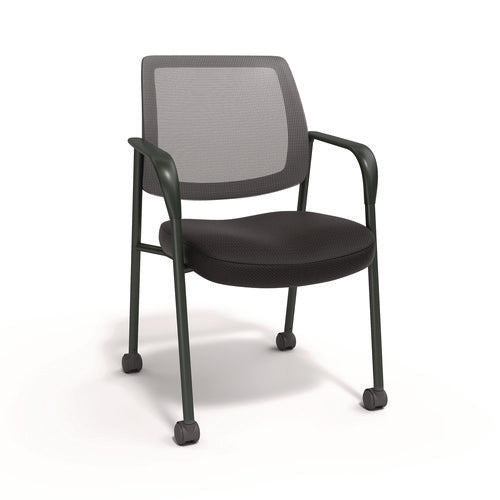 Essentials Mesh Back Fabric Guest Chair, 24.41" X 23.62" X 35.04", Black Seat, Black Back, Black Frame