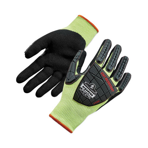 Proflex 7141 Ansi A4 Dir Nitrile-coated Cr Gloves, Lime, Large, 72 Pairs/pack