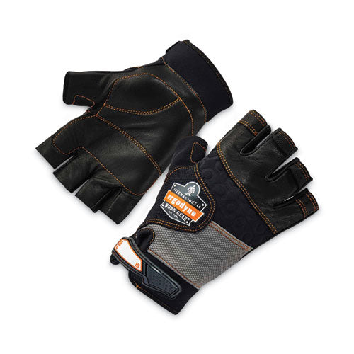 Proflex 901 Half-finger Leather Impact Gloves, Black, Medium, Pair