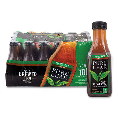 Pure Leaf Unsweetened Iced Black Tea, 16.9 Oz Bottle, 18/carton