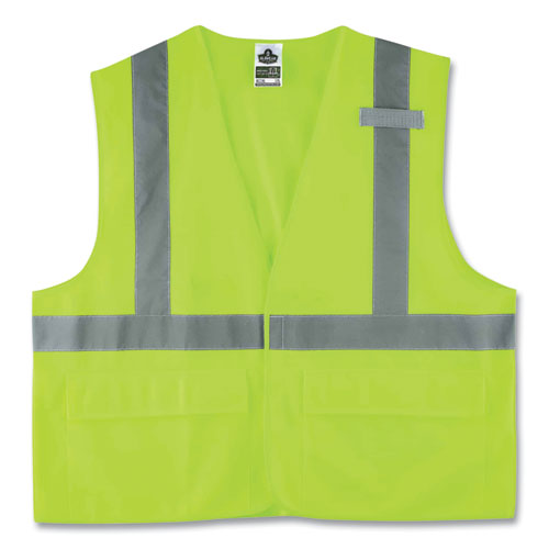 Glowear 8225hl Class 2 Standard Solid Hook And Loop Vest, Polyester, Lime, Small/medium