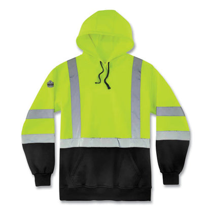 Glowear 8373 Hi-vis Class 3 Hooded Sweatshirt With Black Bottom, Polar Fleece, Lime, 4x-large