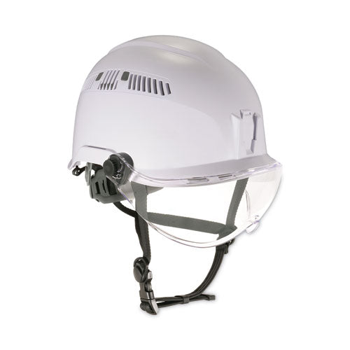 Skullerz 8975v Class C Safety Helmet With 8991 Visor Kit, Clear Lens, 6 Point Ratchet Suspension, White