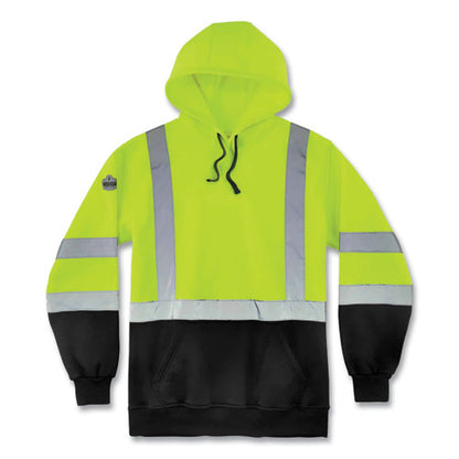 Glowear 8373 Hi-vis Class 3 Hooded Sweatshirt With Black Bottom, Polar Fleece, Lime, 5x-large