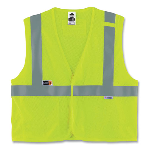 Glowear 8260frhl Class 2 Fr Safety Hook And Loop Vest, Modacrylic/kevlar, 4x-large/5x-large, Lime