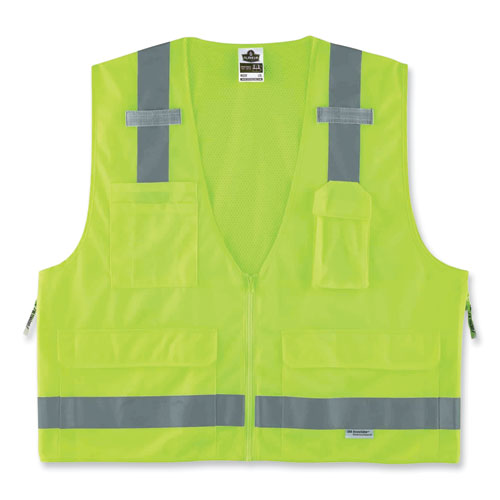 Glowear 8250z Class 2 Surveyors Zipper Vest, Polyester, Small/medium, Lime