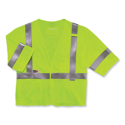 Glowear 8356frhl Class 3 Fr Hook And Loop Safety Vest With Sleeves, Modacrylic, 4x-large/5x-large, Lime