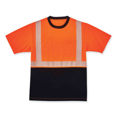 Glowear 8280bk Class 2 Performance T-shirt With Black Bottom, Polyester, Large, Orange