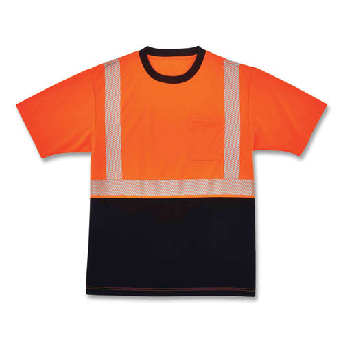 Glowear 8280bk Class 2 Performance T-shirt With Black Bottom, Polyester, 5x-large, Orange