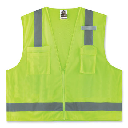 Glowear 8249z-s Single Size Class 2 Economy Surveyors Zipper Vest, Polyester, 3x-large, Lime