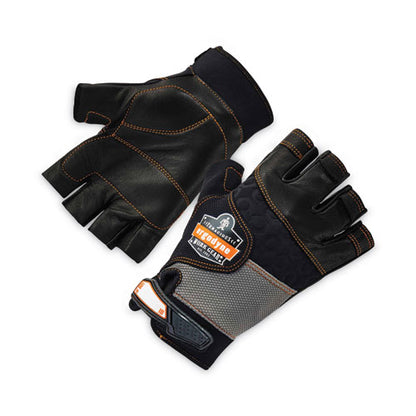 Proflex 901 Half-finger Leather Impact Gloves, Black, Small, Pair