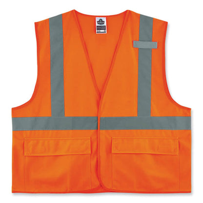 Glowear 8225hl Class 2 Standard Solid Hook And Loop Vest, Polyester, Orange, 4x-large/5x-large