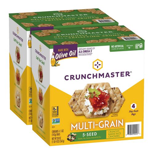 5-seed Multi-grain Crunchy Oven Baked Crackers, Original, 5 Oz Bags, 4/box, 2 Boxes/carton