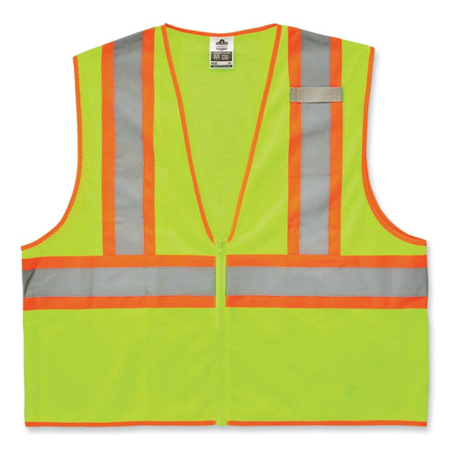 Glowear 8229z Class 2 Economy Two-tone Zipper Vest, Polyester, 4x-large/5x-large, Lime