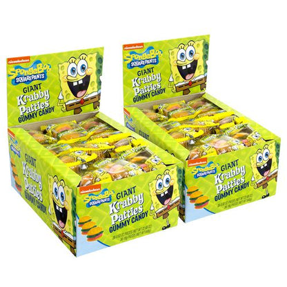 Spongebob Squarepants Giant Krabby Patties Gummy Candy, Fruity, 0.63 Oz Packet, 36/bag, 2/carton