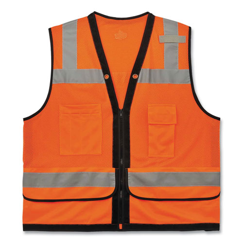 Glowear 8253hdz Class 2 Heavy-duty Mesh Surveyors Vest, Polyester, 4x-large/5x-large, Orange