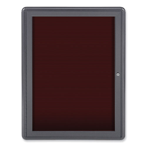 Enclosed Letterboard, 24.13" X 33.75", Burgundy Surface, Powder-coated Gray Aluminum Frame