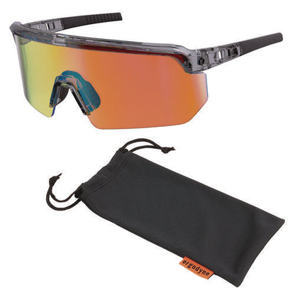 Skullerz Aegir Anti-scratch/anti-fog Safety Glasses, Clear Smoke Nylon Impact Frame, Orange Mirror Polycarbonate Lens