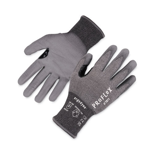 Proflex 7071 Ansi A7 Pu Coated Cr Gloves, Gray, 2x-large, 12 Pairs/pack